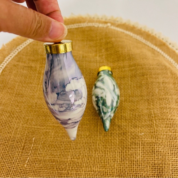 Vintage Alcohol Ink handmade Art Glass Christmas Ornament set - Picture 3 of 5